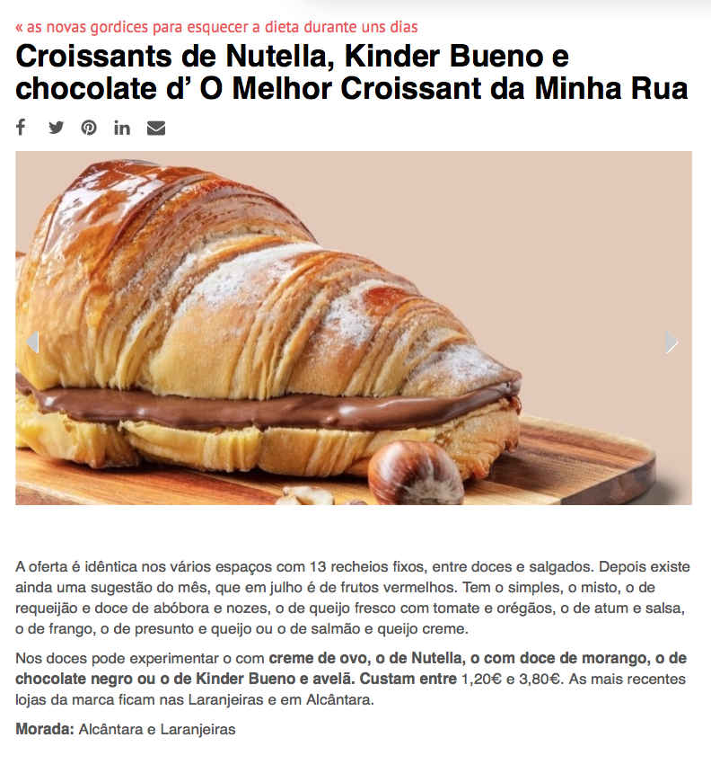 Os nossos croissants já brilham na Time Out