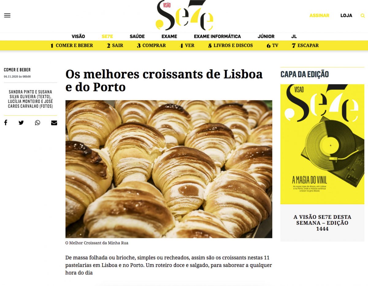 Afinal a Visão também tem paladar. Obrigado pelo 1ºlugar no ranking dos croissants de Lisboa e Porto.